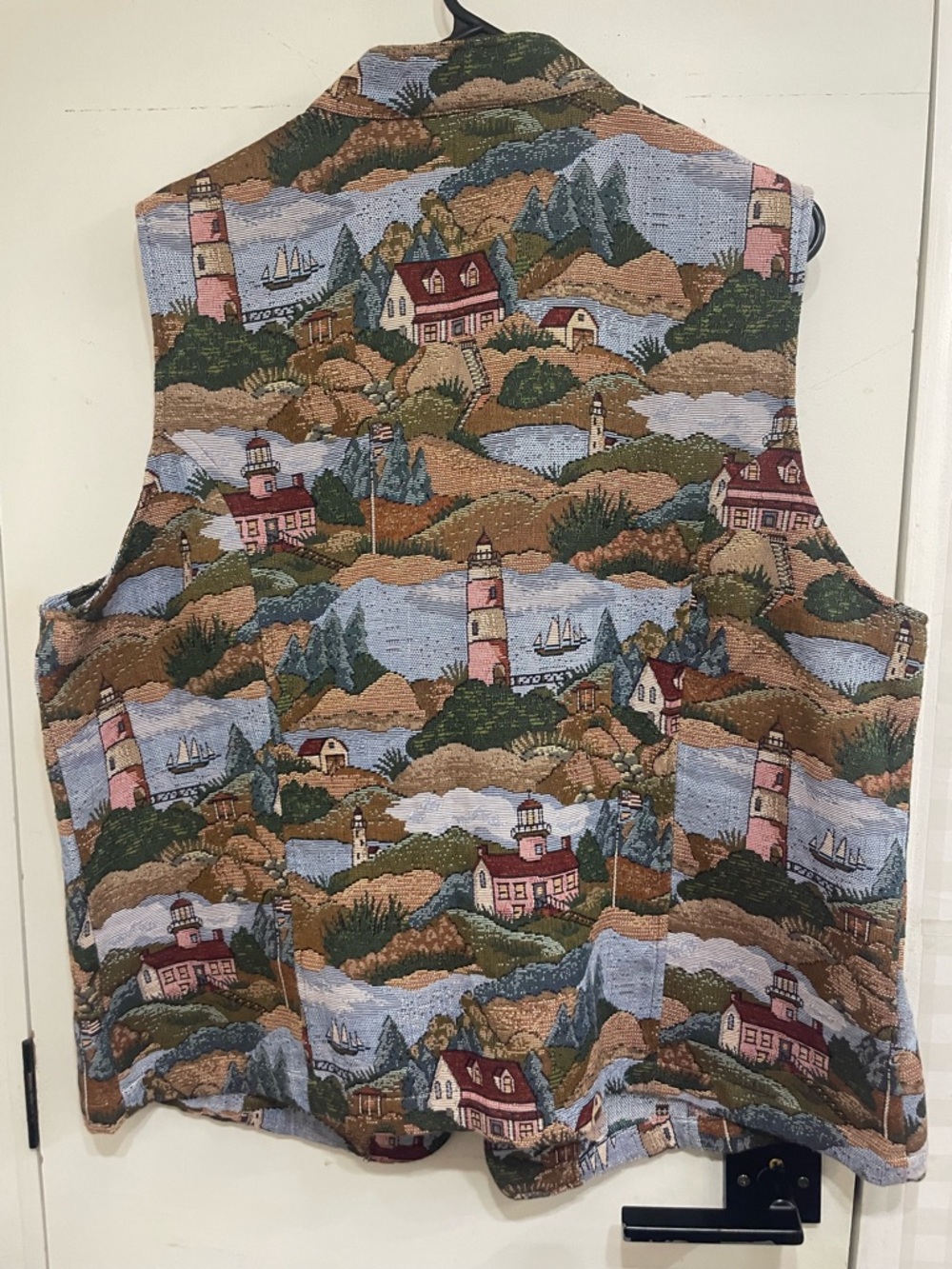 Vintage Blair tapestry Nautical vest XL lighthouse - Picture 4 of 8